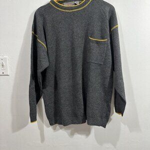 IVY Products Gray And Yellow Wool Blend Pullover Long Sleeves Sweater‎ Sz M